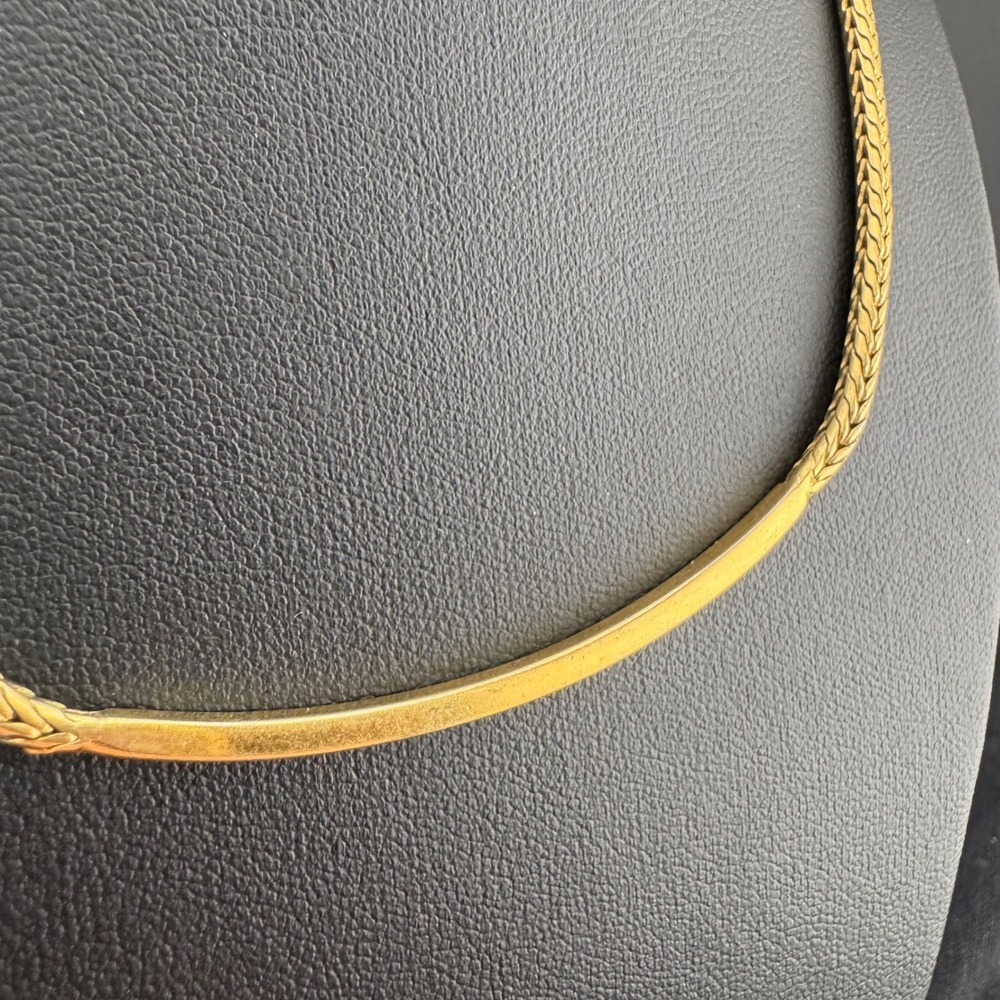 Vintage Monet Necklace Gold Tone Wheat Chain Polished Center Bar 15 Inch